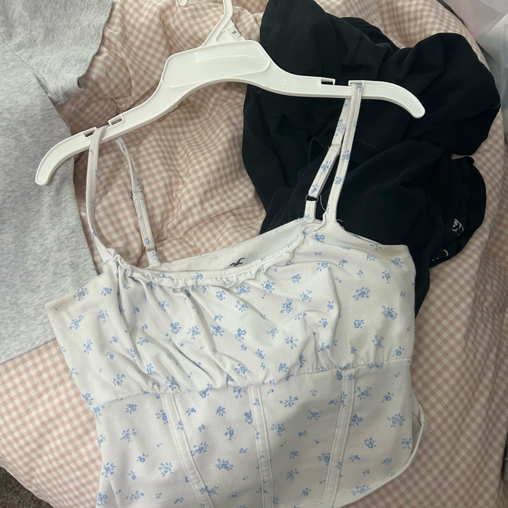 Hollister Black and White Fitted Crop Camisole